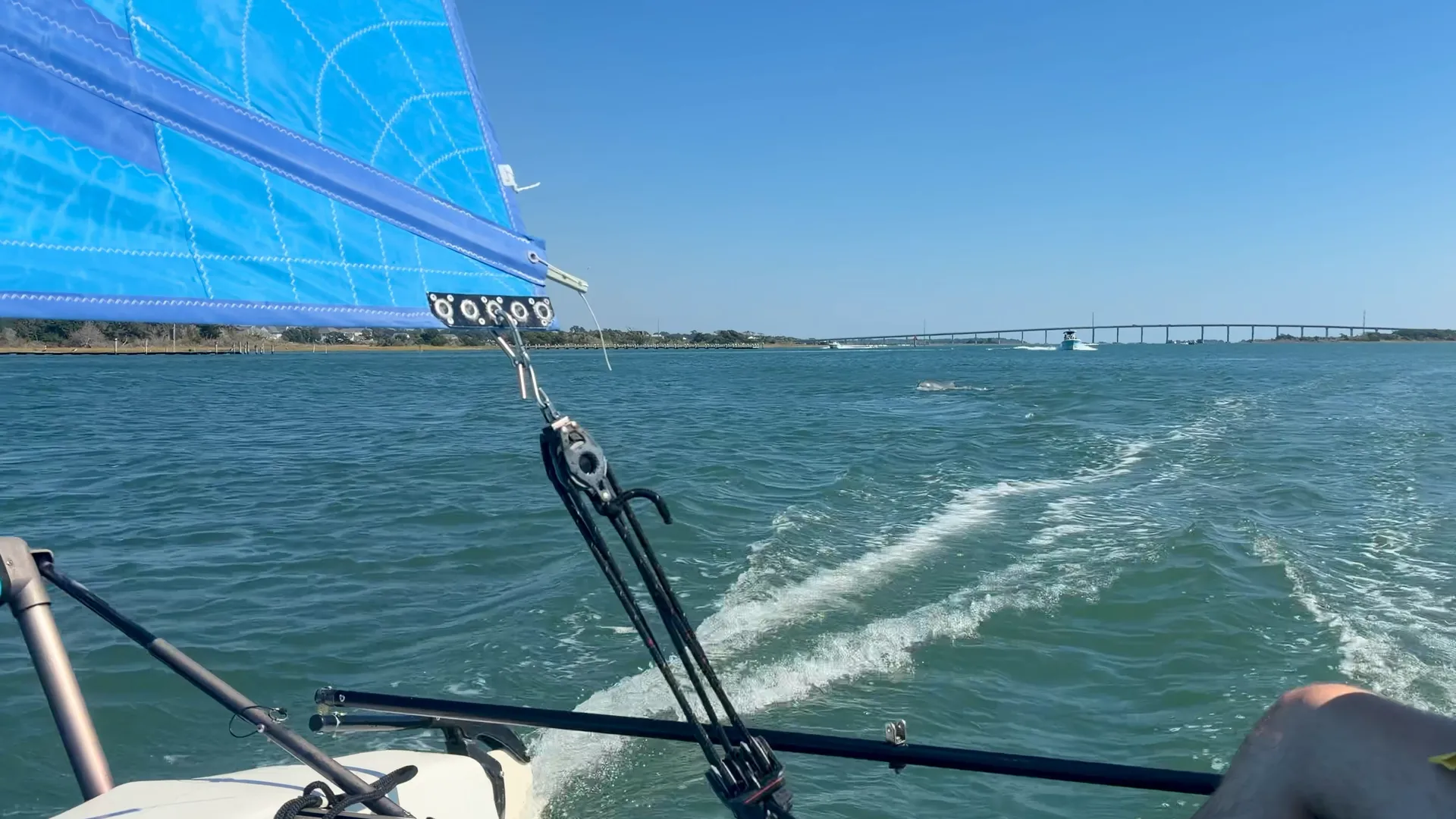 Hobie Cat catamaran sailing the Intracoastal Waterway in Emerald Isle, North Carolina